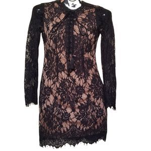 *5 for $25*Fringe Black Lace Dress-Lace Up Front Size Small